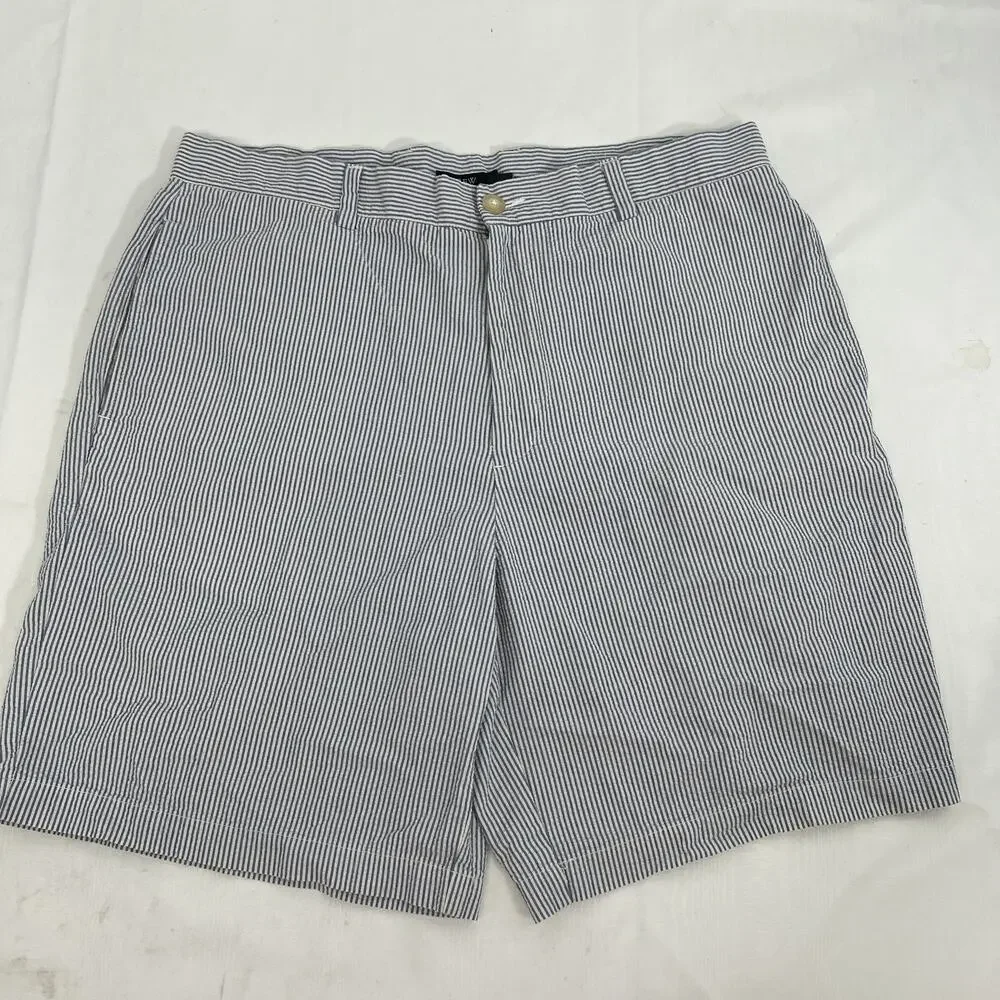 J. Crew Shorts Mens 36 Blue White Seersucker Cotton Striped Summer Classic‎